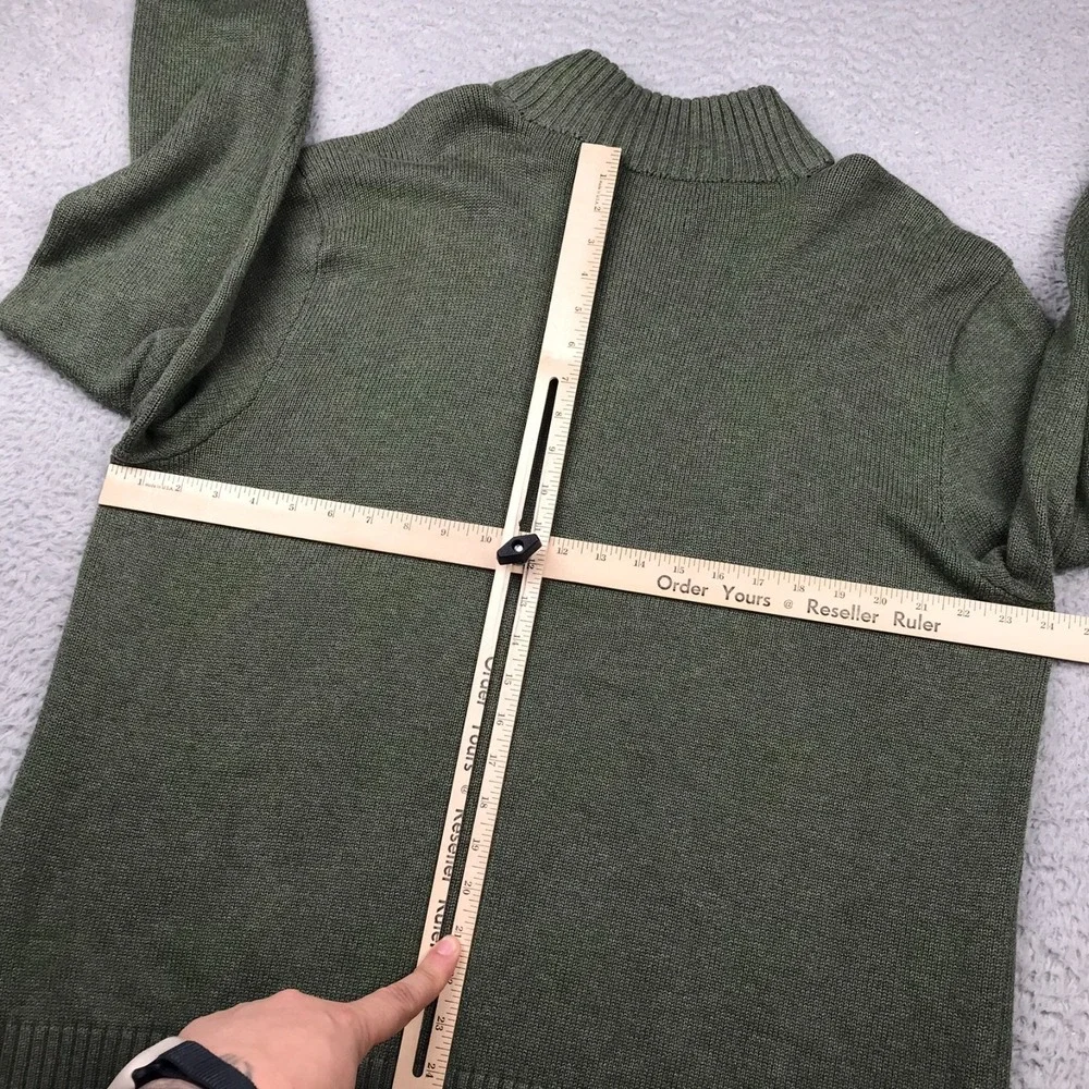 Polo Ralph Lauren 1/4 Zip Sweater Mens 2XL Green Cotton Knit Pullover Vintage